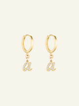 Solid Gold Diamond Initial Hoops