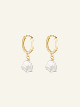 Solid Gold Pearl Hoops