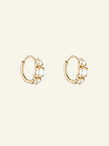 Solid Gold Three Pearl Hoops