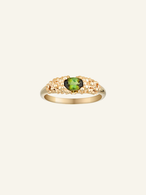 Solid Gold Bubble Tourmaline Ring
