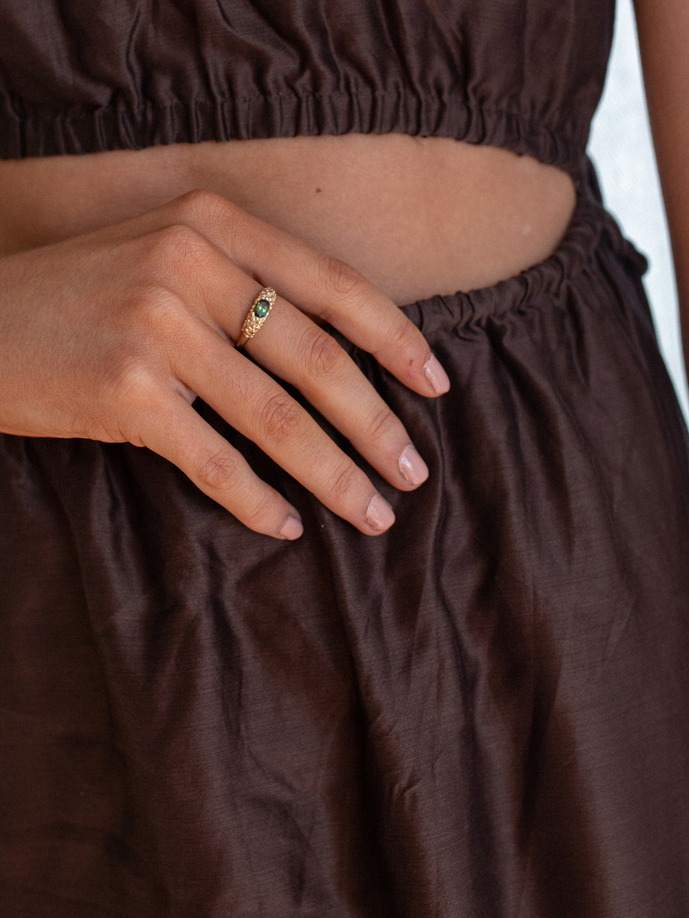 Solid Gold Bubble Tourmaline Ring
