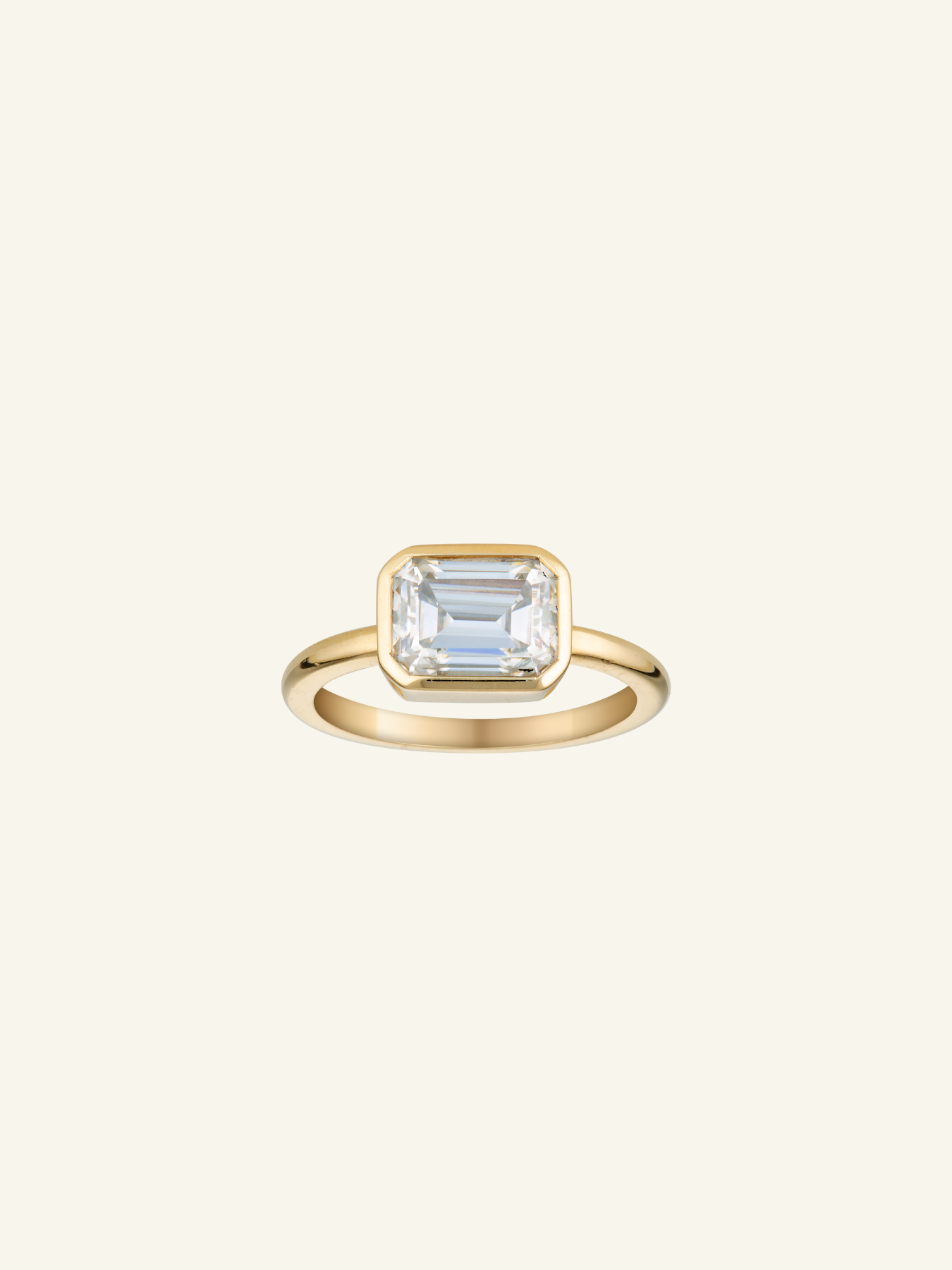 Solid Gold Emerald Cut Rectangle Ring