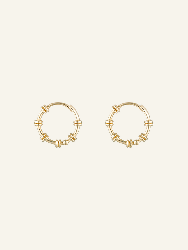 Solid Gold Barbered Wire Hoops