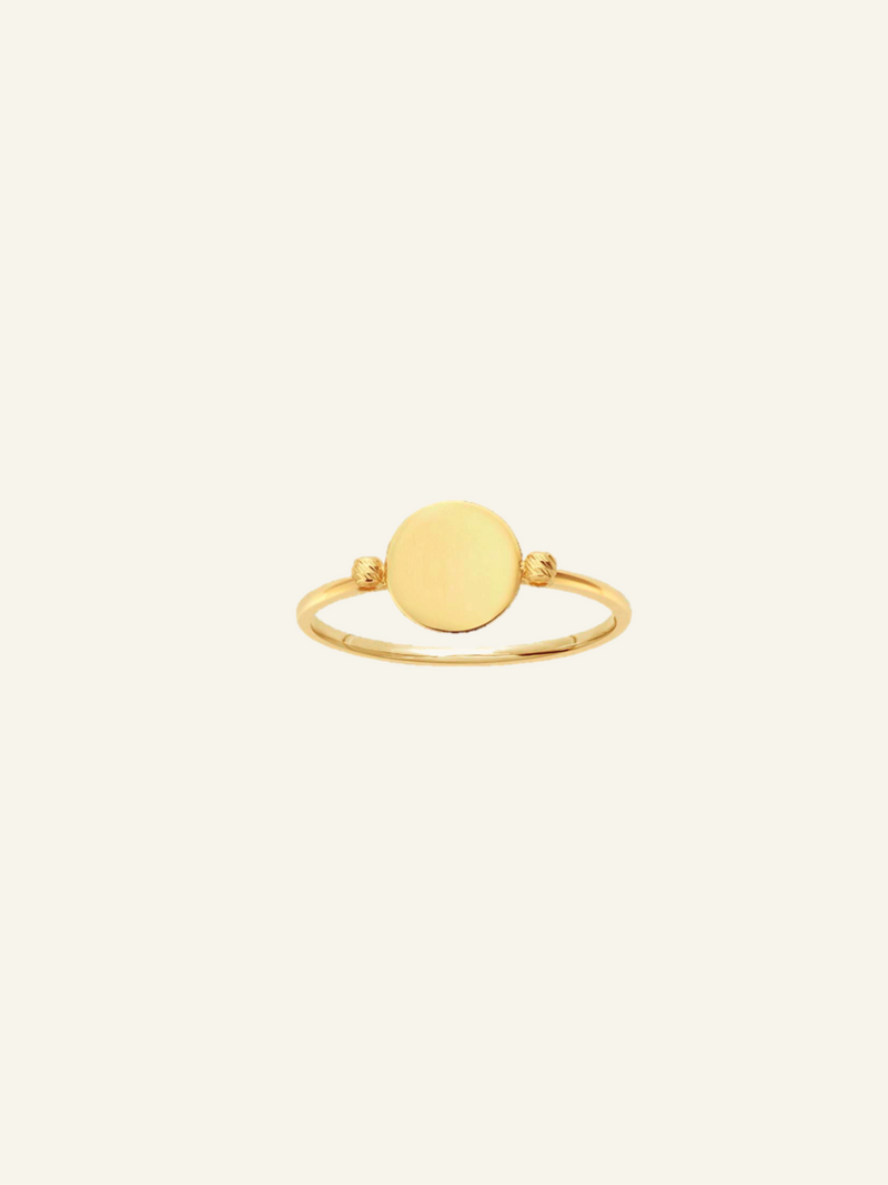 14k Solid Gold Circle Faceted Ring