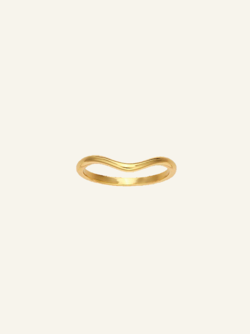 14k Solid Gold Curve Ring