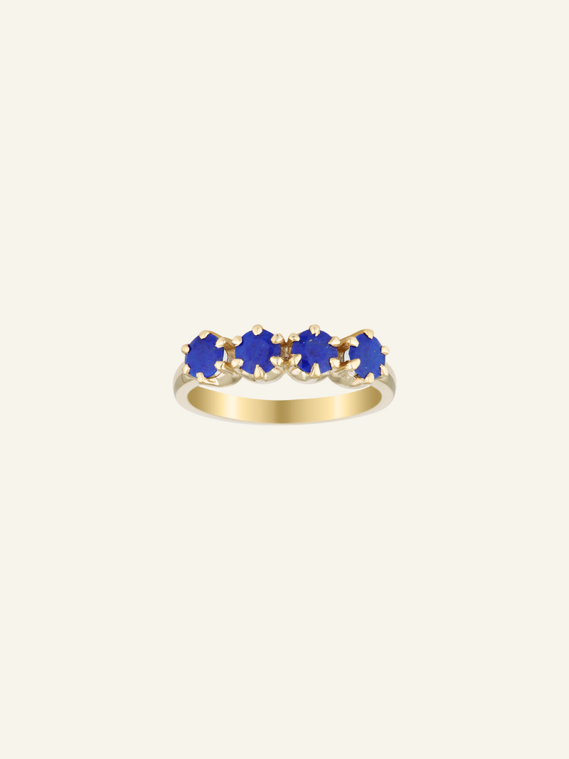 Solid Gold Four Lapis Ring