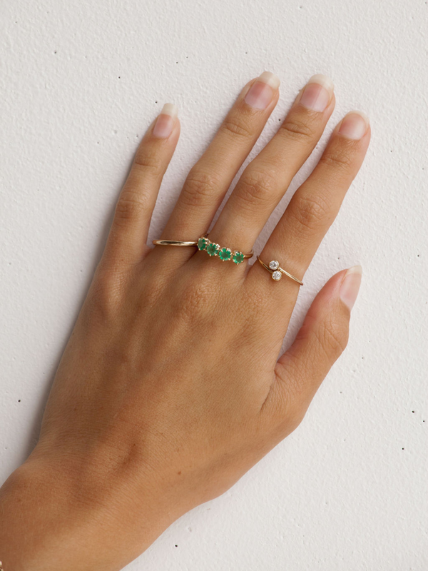 Solid Gold Four Emerald Ring