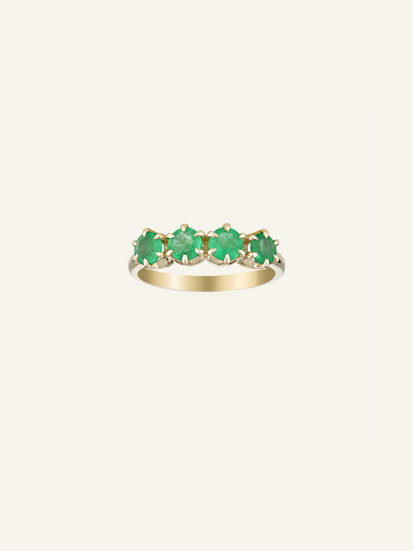 Solid Gold Four Emerald Ring