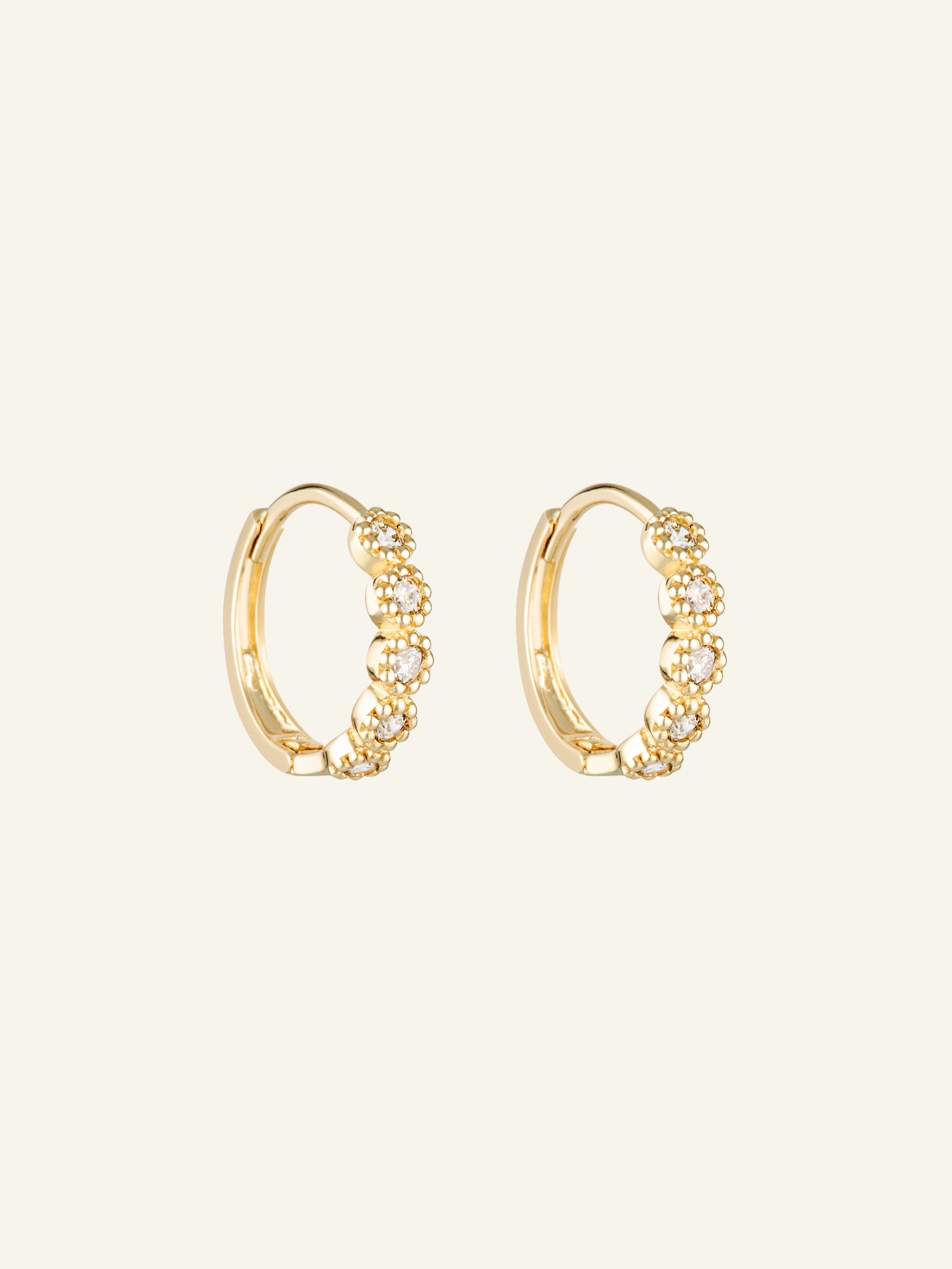 Solid Gold Round Diamond Hoops