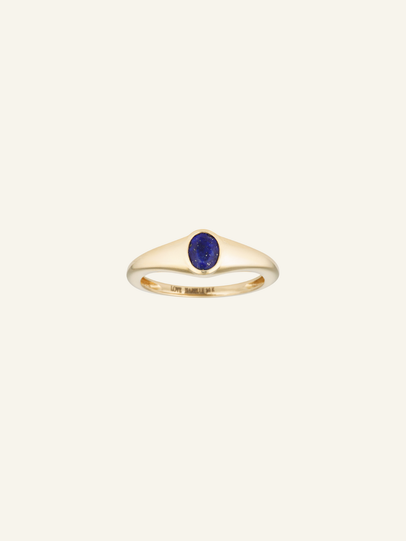Solid Gold Lapis Signet Ring